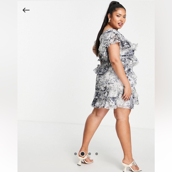 Grey blue mini wedding guest dress - Picture 3 of 4